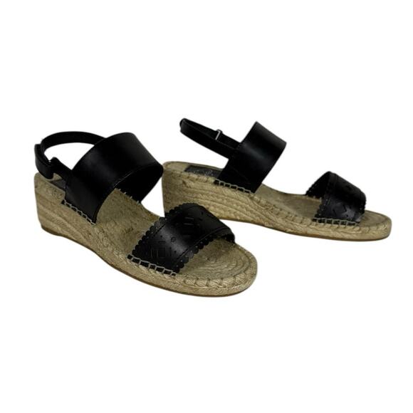 NIB Landing Craft Espadrille Black Size 4.5 (35) Open Toe Ankle Strap - Picture 4 of 6